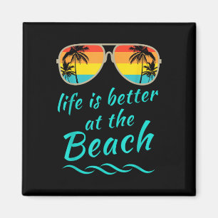 Aimant La Vie Est Mieux À La Plage Rétro Palmiers Summe