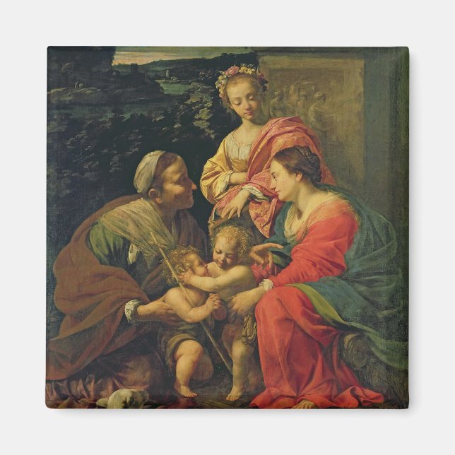 Aimant La Vierge et l'Enfant avec Ste Elizabeth, l'Enfant (Devant)