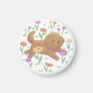 Aimant Labradoodle avec fleurs Illustration