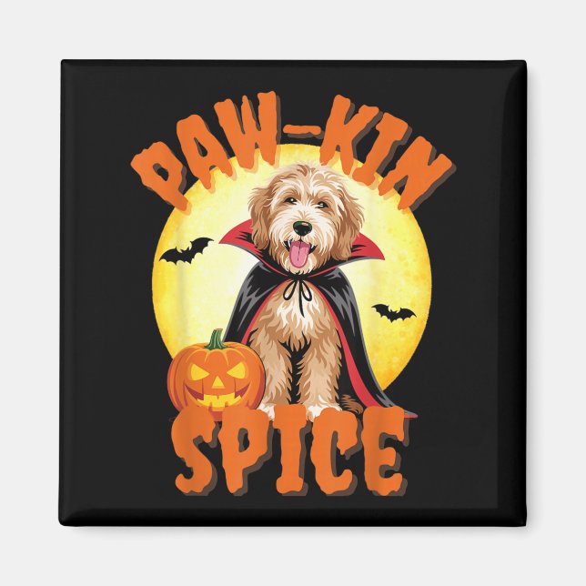 Aimant Labradoodle drôle de citrouille Halloween amateur  (Devant)