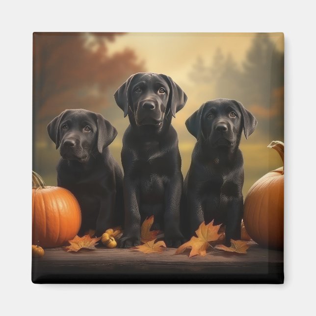 Aimant Labrador chiot Automne Délice Citrouille  (Devant)