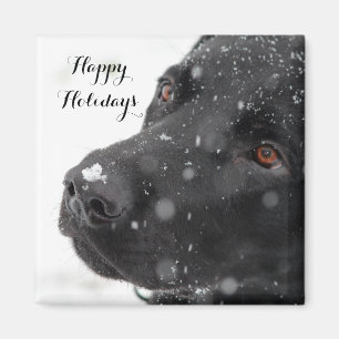 Aimant Labrador noir bonnes fêtes