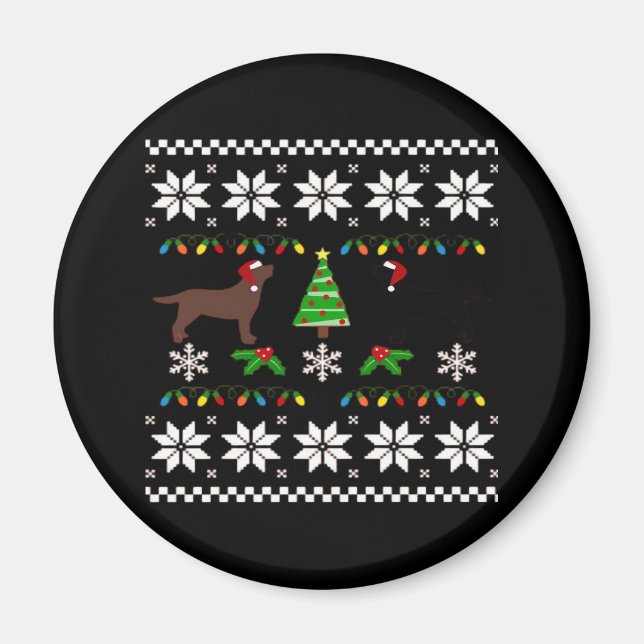 Aimant Labrador noir et chocolat Labrador Joyeux Christ (Devant)