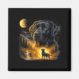 Aimant Labrador noir hurleur à la lune chien vintage