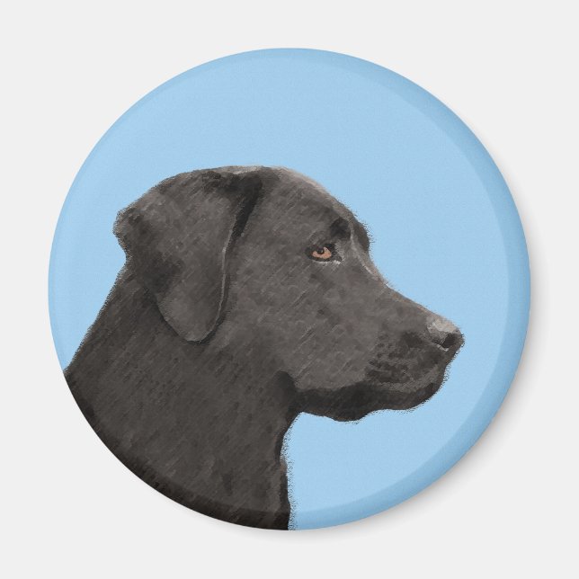 Aimant Labrador Retriever Black Peinture Original Chien A (Devant)