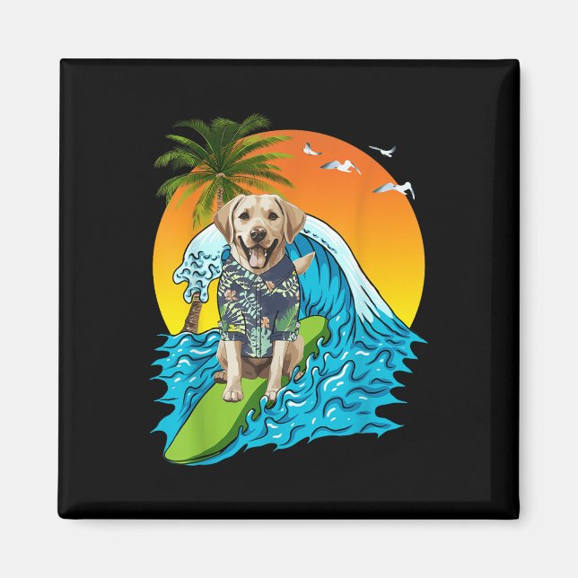 Aimant Labrador Retriever Chien Surf Surfer Hawaii Summe (Devant)
