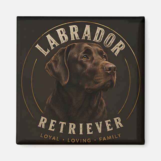 Aimant Labrador Retriever Chocolat Chien de Famille Loyal (Devant)