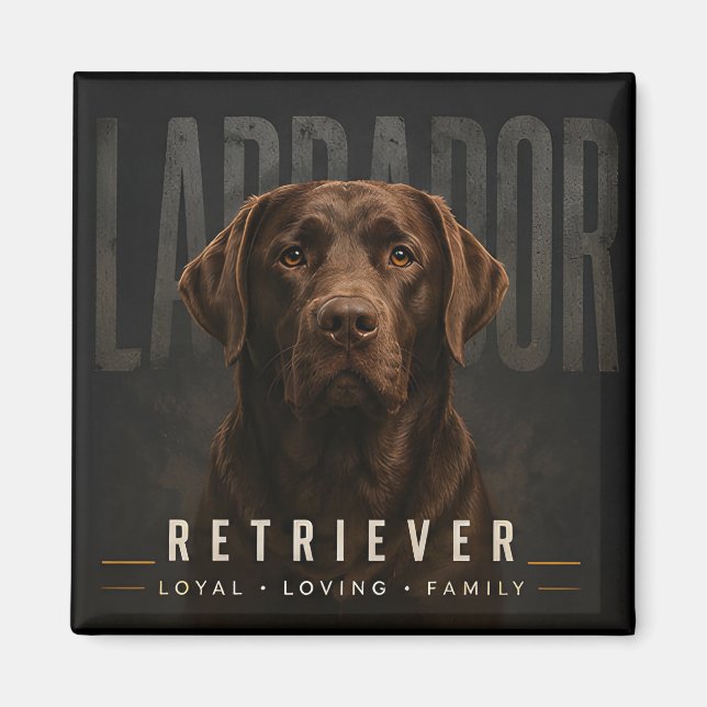 Aimant Labrador Retriever Chocolat Fidèle Famille Aimante (Devant)
