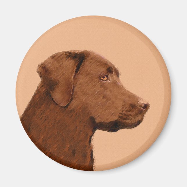 Aimant Labrador Retriever (Chocolat) Peinture - Chien Art (Devant)