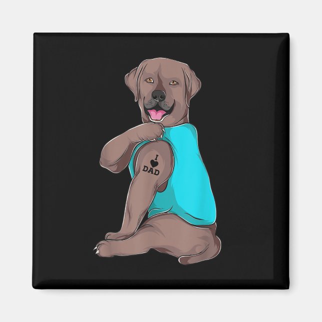Aimant Labrador Retriever I Love Papa Tattoo Apparel, Chi (Devant)