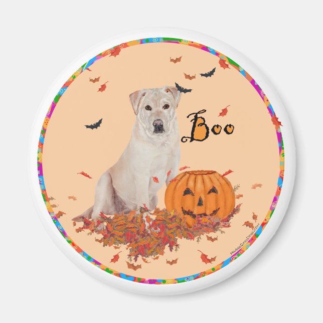 Aimant Labrador Retriever jaune Halloween (Devant)