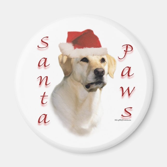 Aimant Labrador Retriever (jaune) Père Noël Paws (Devant)