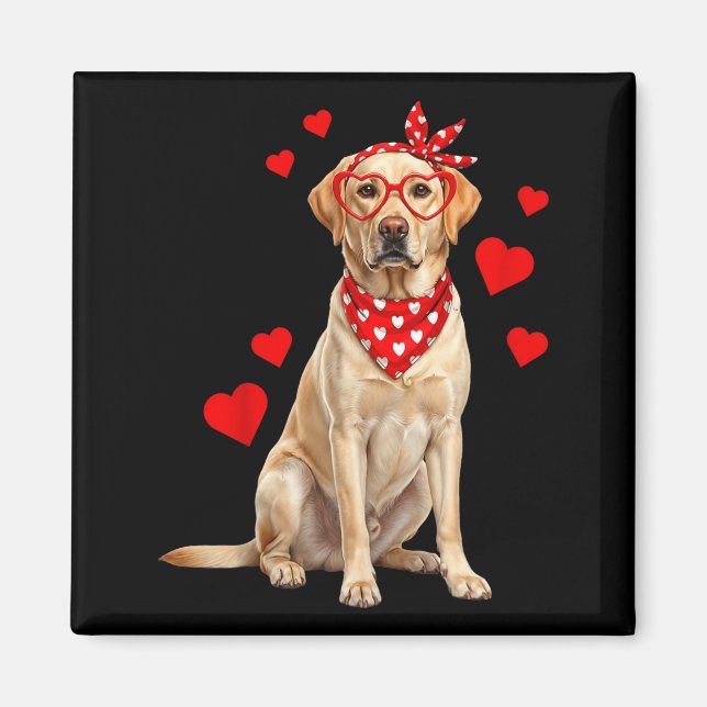 Aimant Labrador Retriever Valentines Day Dog Lover Heart  (Devant)