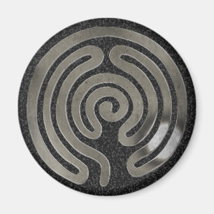 Aimant labyrinthe argent antique éclaboussure noire