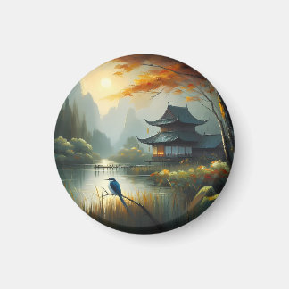 Aimant Lac Japon Oiseau 1 - Toile