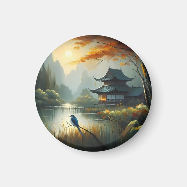 Aimant Lac Japon Oiseau 1 - Toile (Devant)