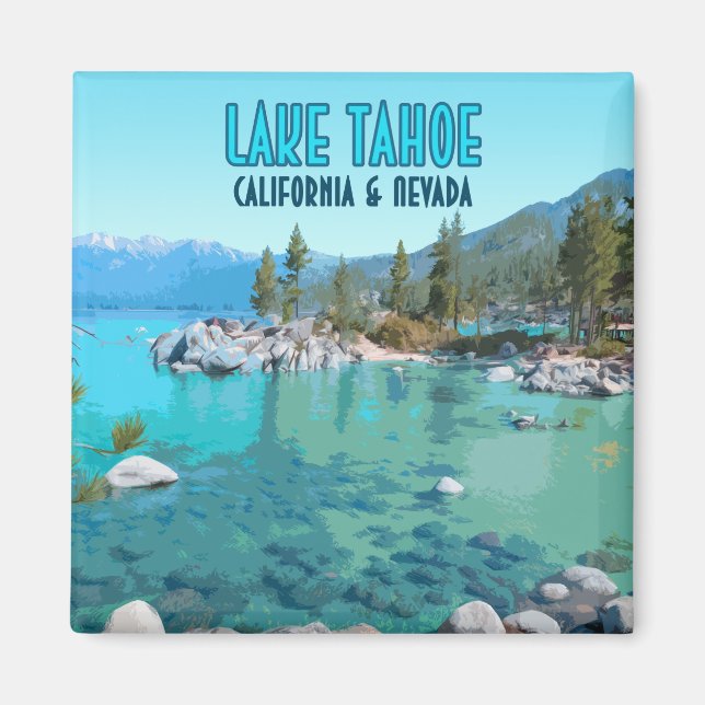 Aimant Lac Tahoe Californie Nevada Vintage (Devant)