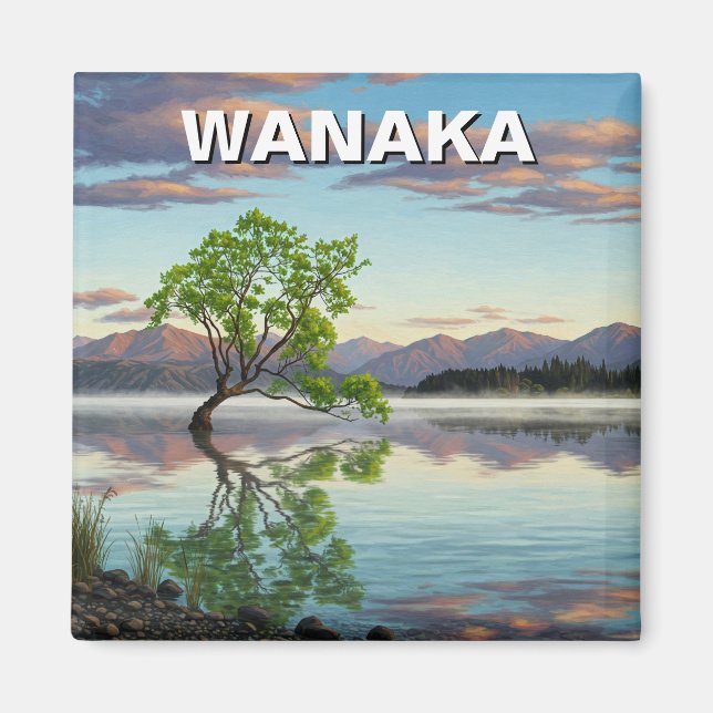 Aimant Lac Wanaka Tree Nouvelle-Zélande Voyages (Devant)