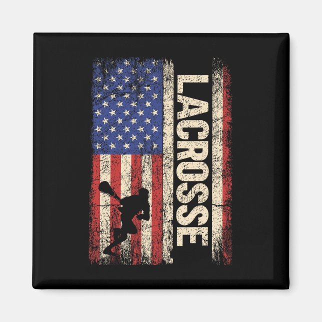 Aimant Lacrosse American US Drapeau Sport Équipe Joueurs  (Devant)