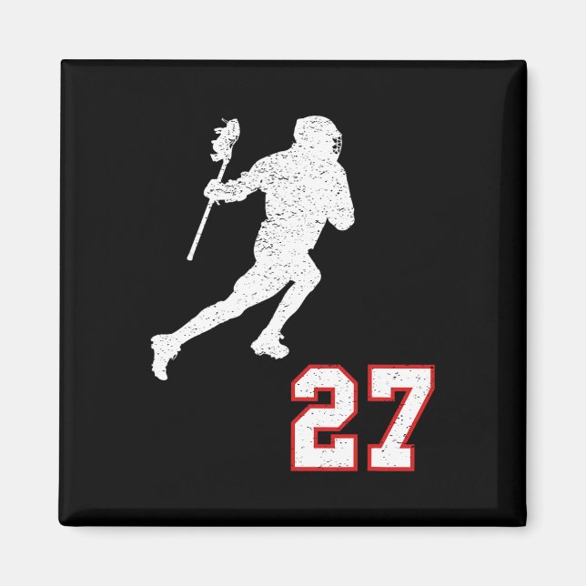 Aimant Lacrosse Player Numéro De Cadeau 27 Pour Les Venti (Devant)