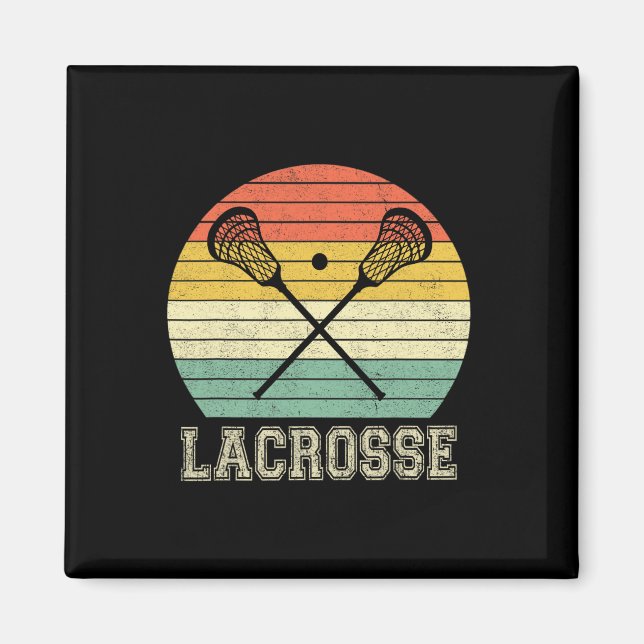 Aimant Lacrosse Vintage Retro Lacrosse Stick Dons Soleil (Devant)