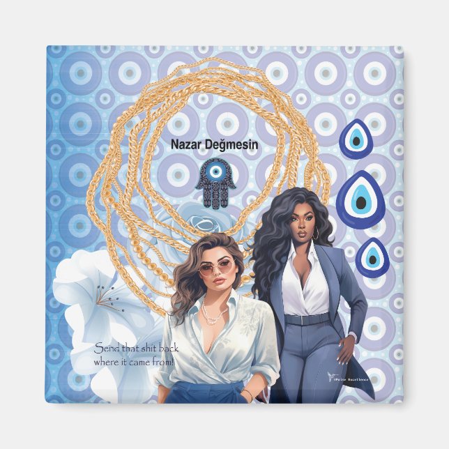 Aimant Lady Boss mauvais oeil, bonne chance charme (Devant)