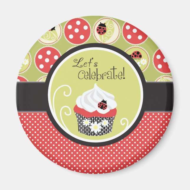 Aimant Lady Bug & Cupcake Anniversaire (Devant)