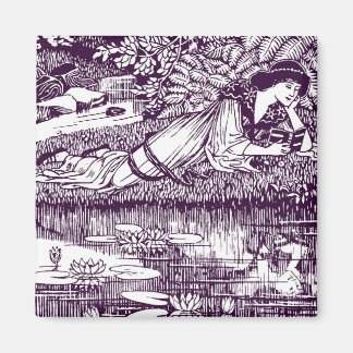Aimant Lady Reading beside a pond