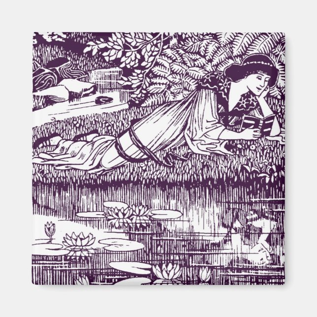 Aimant Lady Reading beside a pond (Devant)