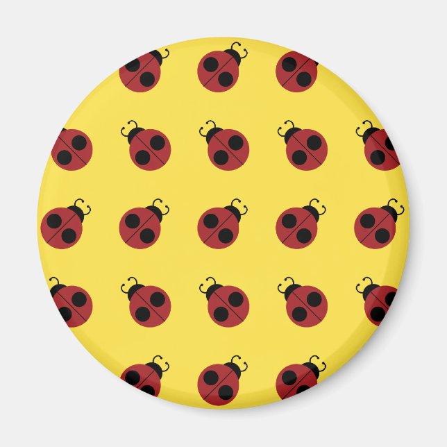 Aimant Ladybug 60s rétro cool rouge jaune (Devant)