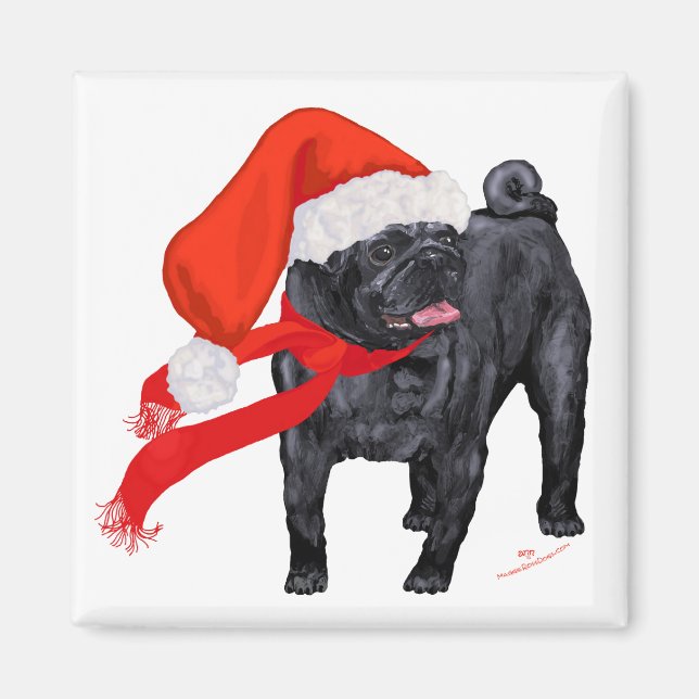 Aimant L'aide de Père Noël Pug (Devant)