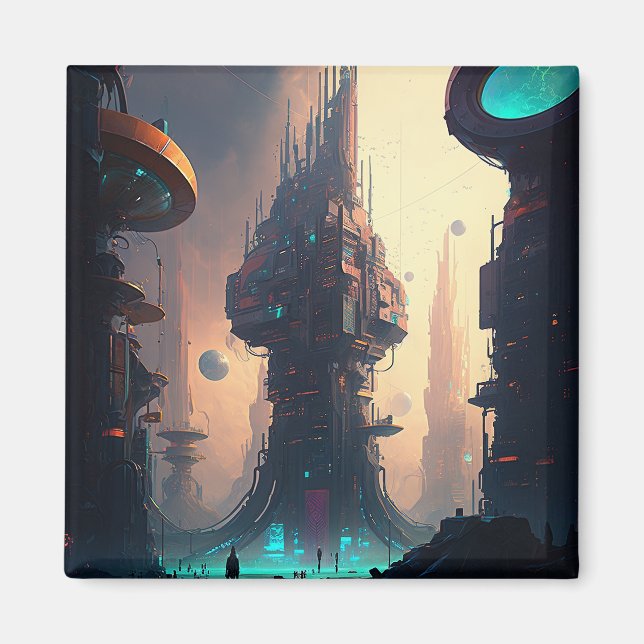 Aimant L'aimant de la ville futuriste de science-fiction (Devant)