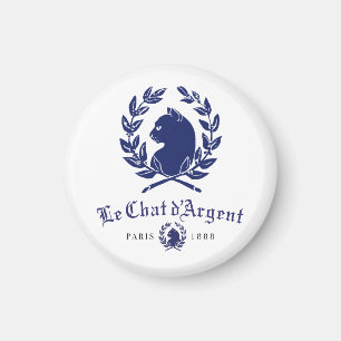 Aimant L'Aimant Rond Le Chat d'Argent Paris Bleu Marine