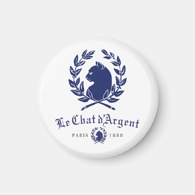 Aimant L'Aimant Rond Le Chat d'Argent Paris | Bleu Marine (Devant)