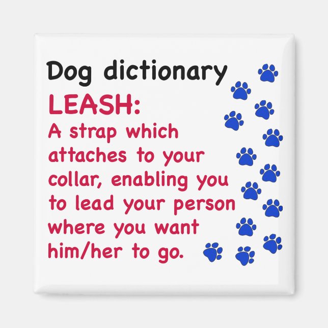 Aimant Laisse - dictionnaire pour chien (Devant)