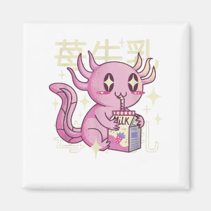 Aimant Lait de fraise Axolotl Style japonais Kawai