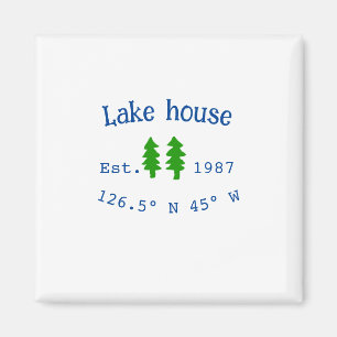 Aimant Lake house et. Date année coordonnées personnalisé
