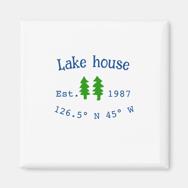 Aimant Lake house et. Date année coordonnées personnalisé (Devant)