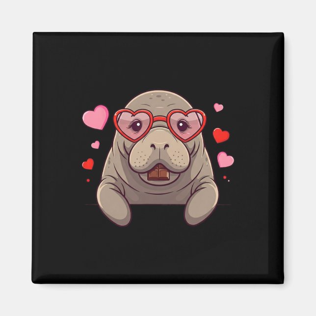 Aimant Lamantin Drôle Cœur Chocolat Saint Valentin Femmes (Devant)