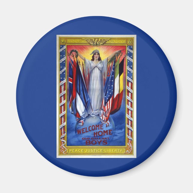 Aimant L'Amérique patriotique vintage, Paix Justice Liber (Devant)