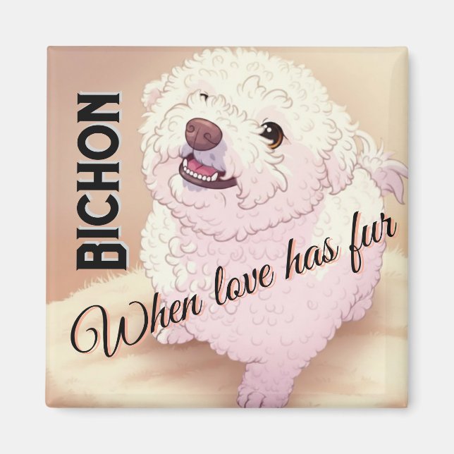 Aimant L'amour a du poil Bichon  (Devant)