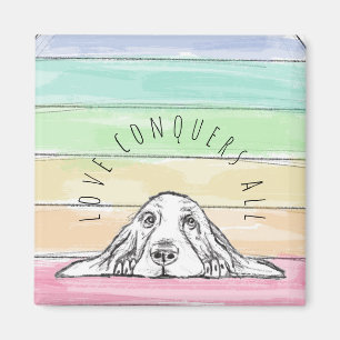 Aimant l'amour conquiert tout chien arc-en-ciel basset ho