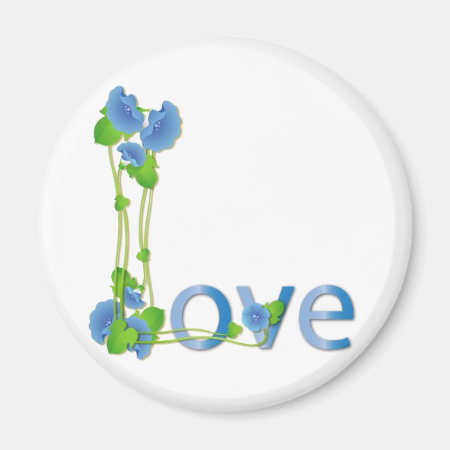 Aimant L'amour dans les fleurs bleues (Devant)