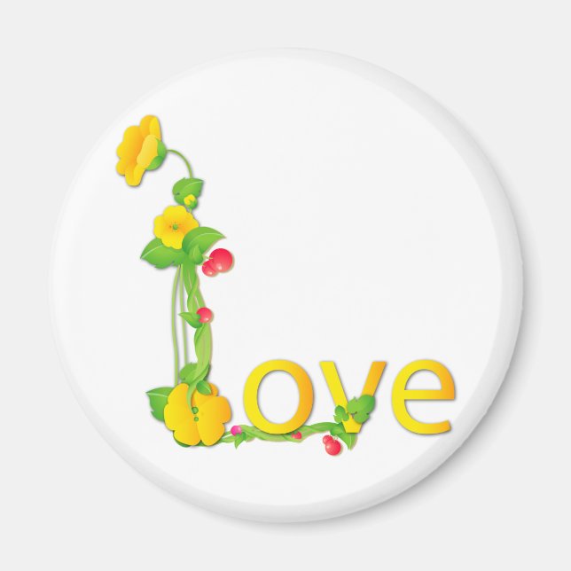 Aimant L'amour dans les fleurs jaunes (Devant)