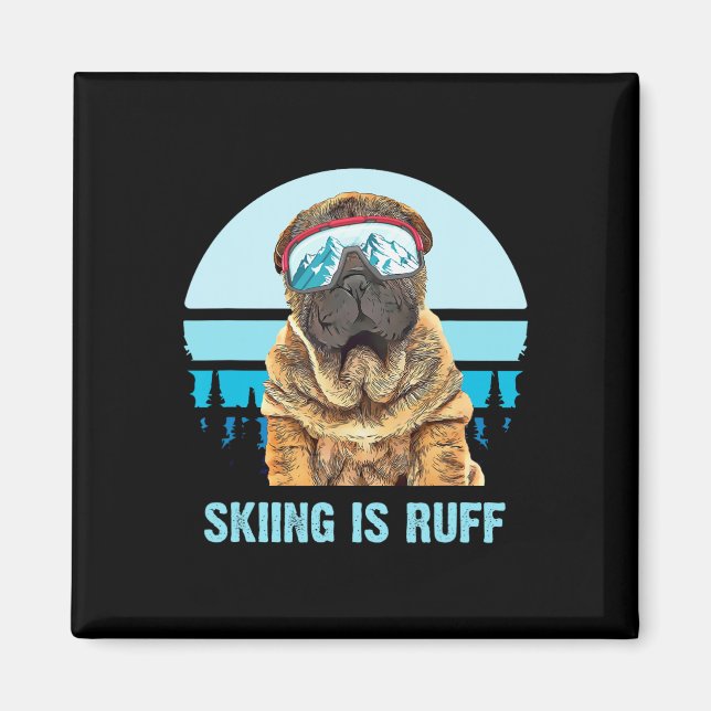 Aimant L'amour de l'hiver pour le ski de Shar-Pei chinois (Devant)
