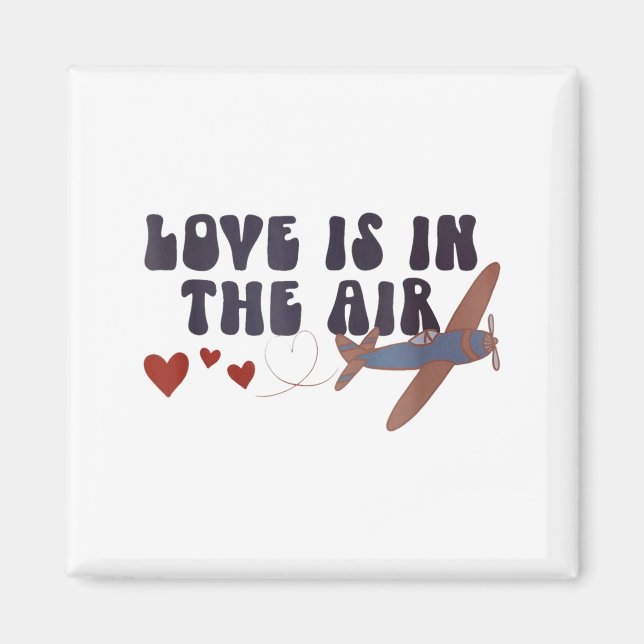 Aimant L'amour est dans l'air Saint-Valentin Avion  (Devant)