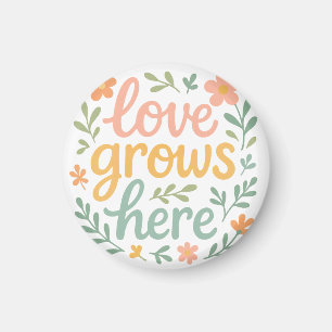 Aimant L'amour grandit ici, typographie Cottagecore Art