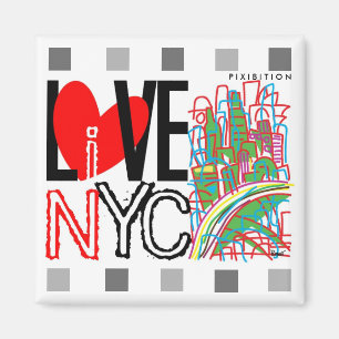 Aimant L'amour NYC et vivent dans l'aimant carré de NYC