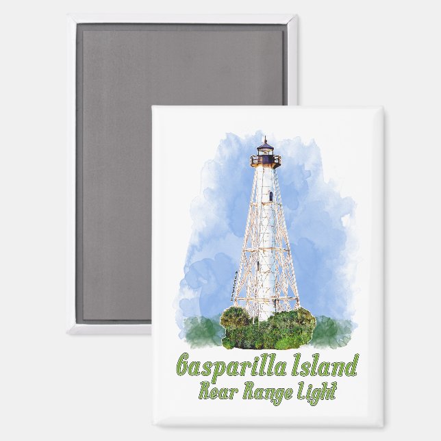 Aimant Lampe arrière de l'île de Gasparilla - Floride (Recto/Verso)