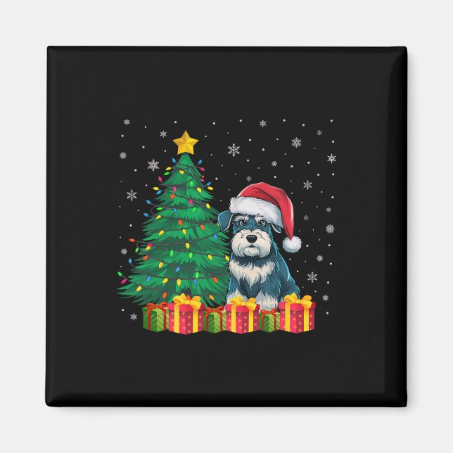 Aimant Lampe de Noël de Schnauzer Santa Hat (Devant)